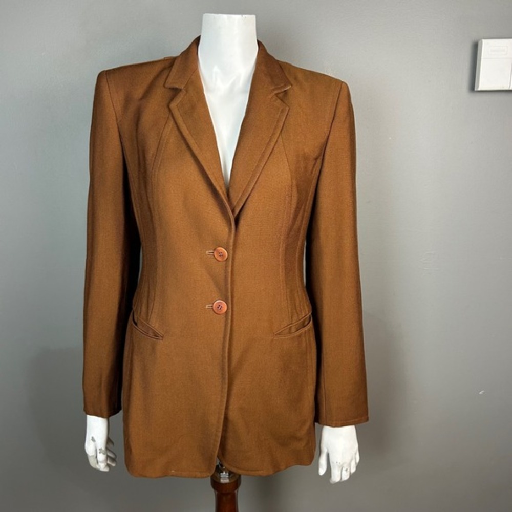 Donna Karan New York Blazer Women's Size 8 Wool Brown Career Business Jacket VTG